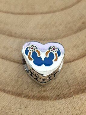 Pandora Daytona Beach Florida Heart Charm Pendant, S925 Silver Jewelry